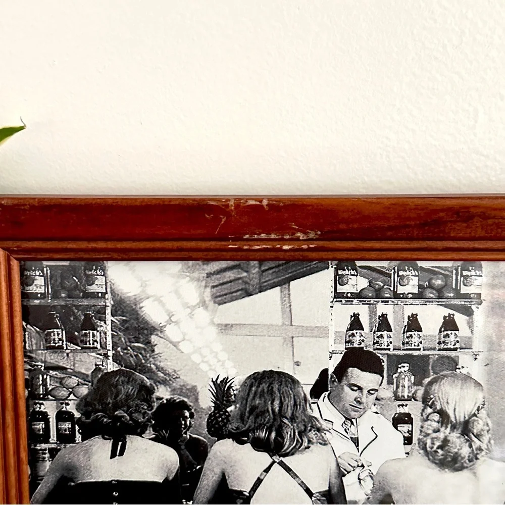Retro Beach Soda Shop Women in Swimsuits at a Bar 1950’s Canvas Art Print Framed